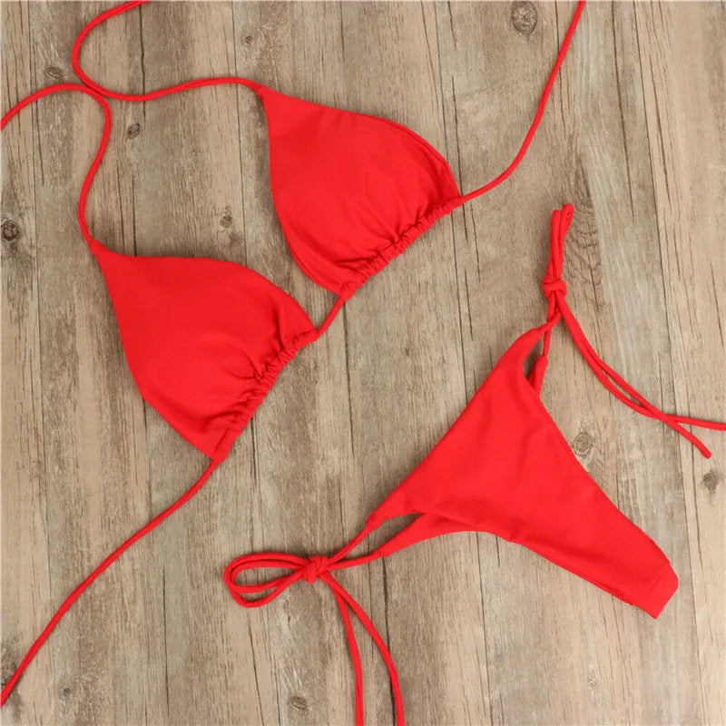 Bikini Donna 2026 Push Up Tinta Unita Nero Rosso Blu con Coppe Imbottite - Lido nova 
