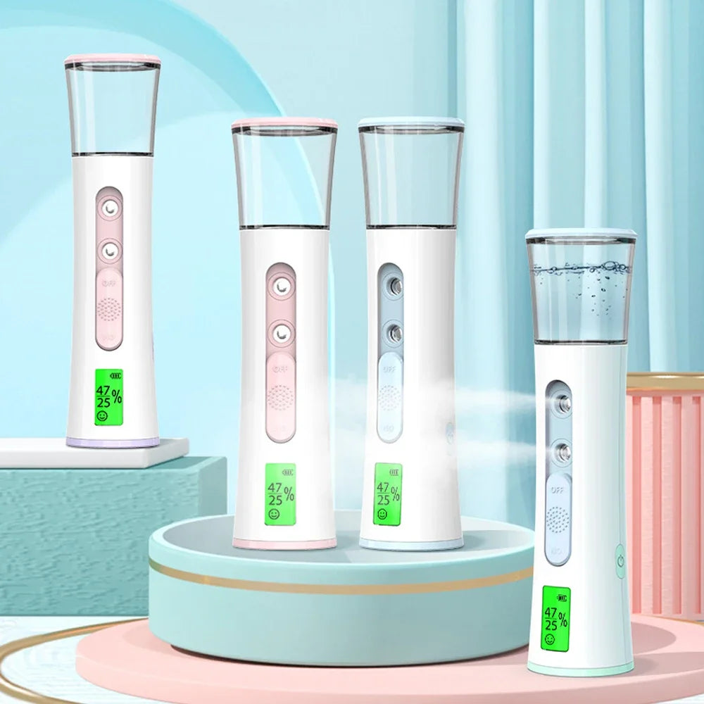 Nano Mist Sprayer USB 25ml con Display LED – Nebulizzatore Portatile (Gold/Blue/Pink) | Lido Nova