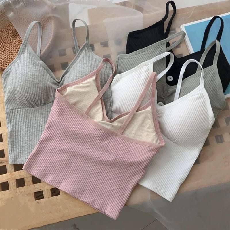 Top Estivo Donna 2026 in Cotone a Costine Crop con Spalline - Lido nova 