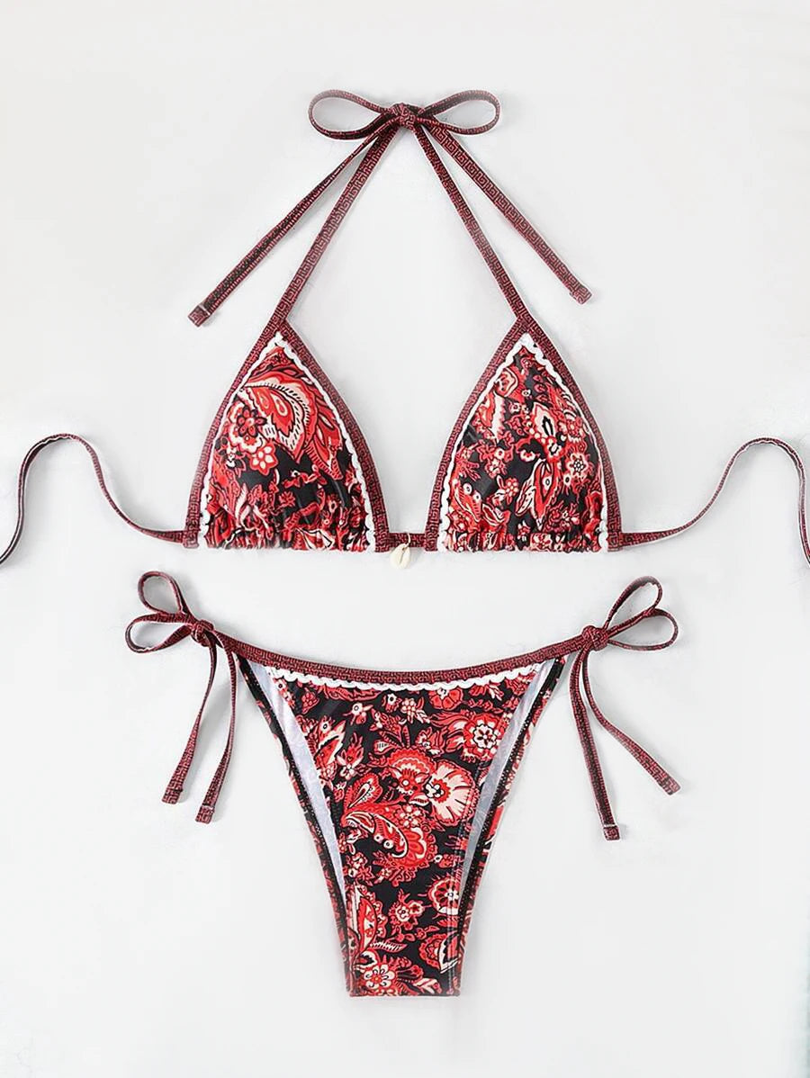 Bikini Donna 2026 a Triangolo con Laccetti Halter Due Pezzi Sexy da Mare - Lido nova 
