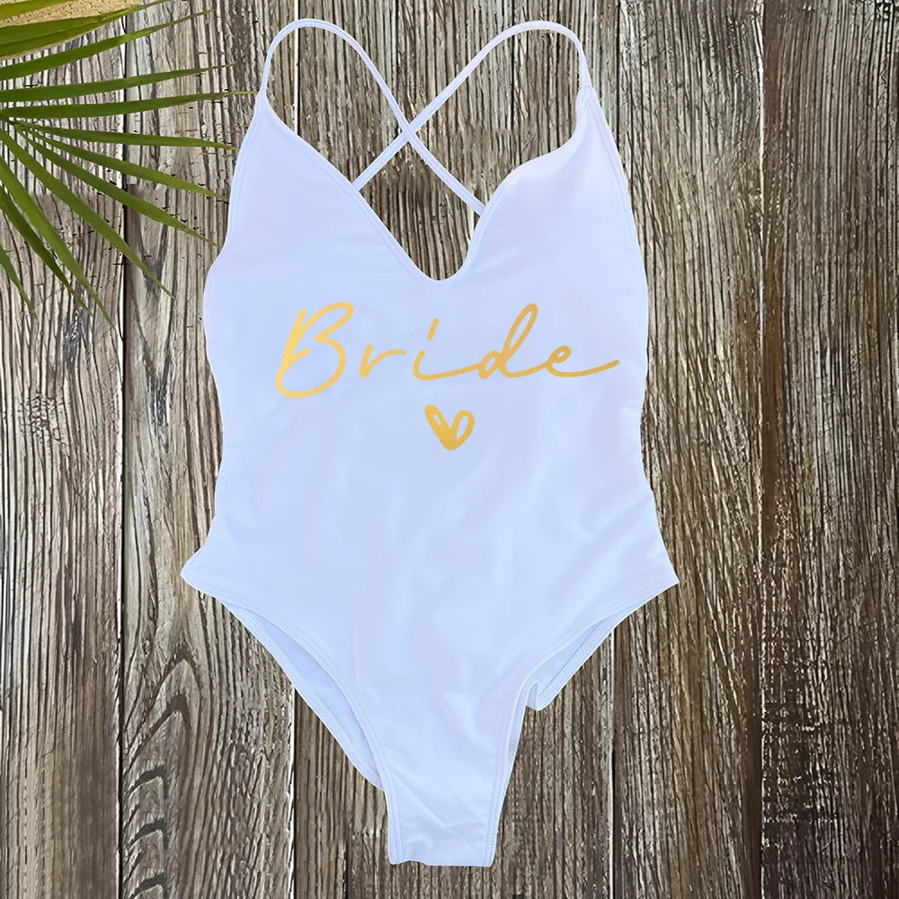 Costume Intero Donna 2026 Team Bride Imbottito Sexy Plus Size da Mare - Lido nova 