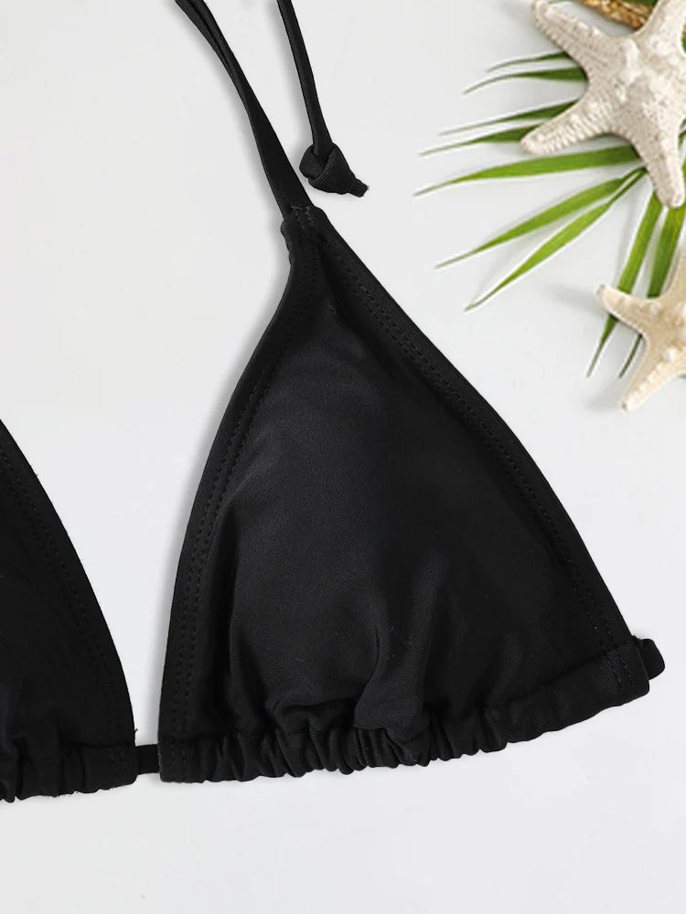 Bikini Donna 2026 a Triangolo con Lacci e Slip Thong Brasiliano Sexy - Lido nova 
