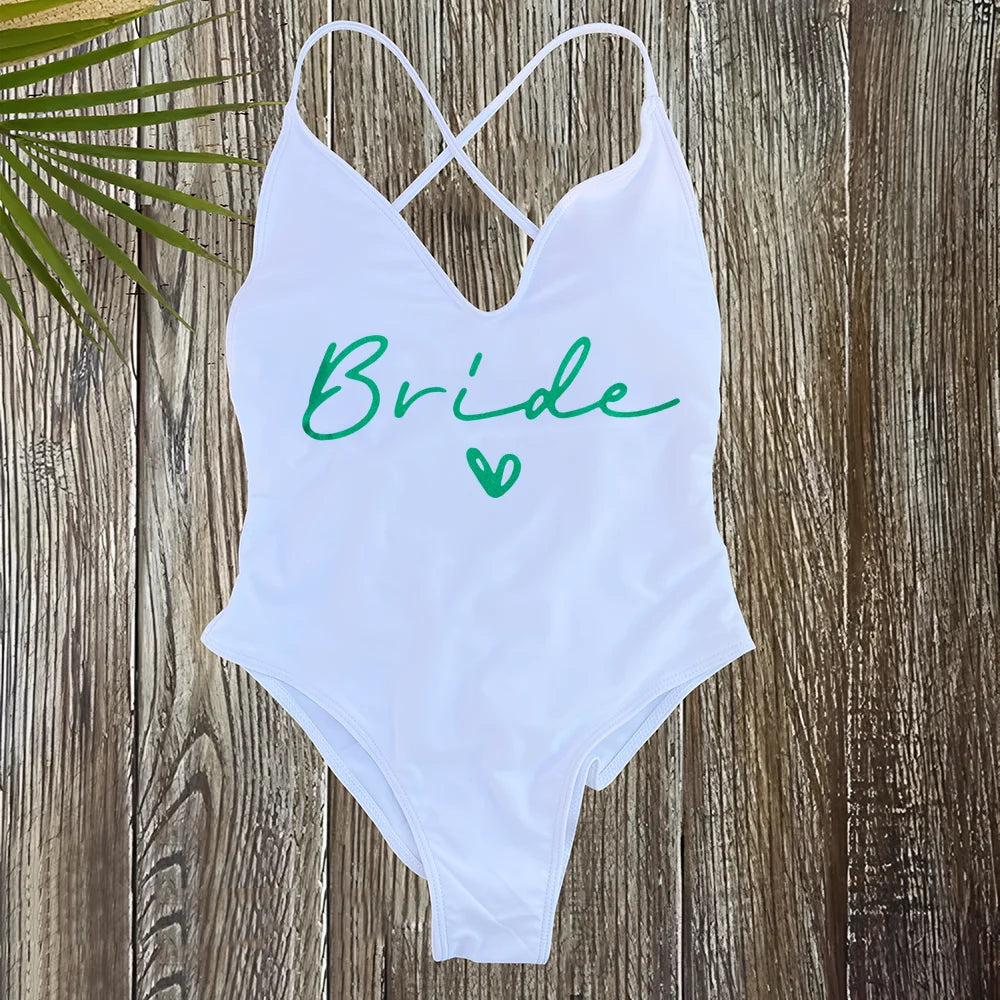 Costume Intero Donna 2026 Team Bride Imbottito Sexy Plus Size da Mare - Lido nova 