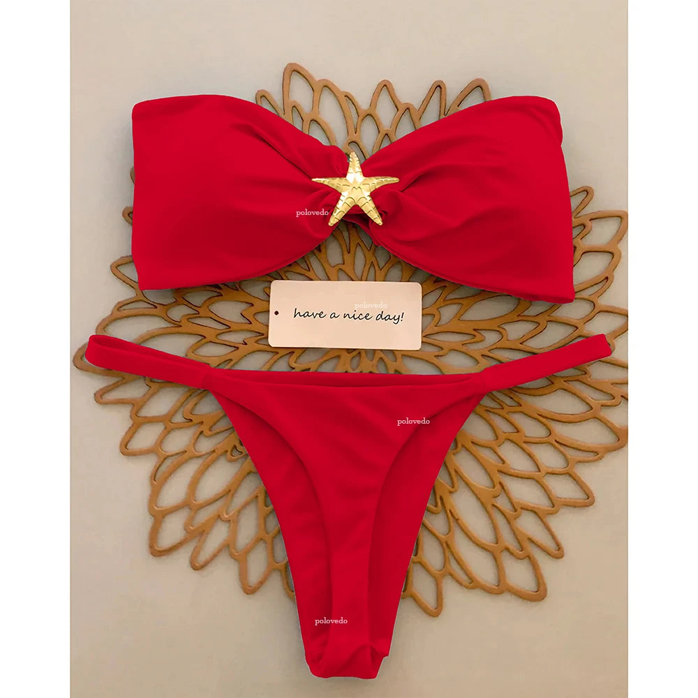 Bikini Donna 2026 Push Up Bandeau Micro con Slip Brasiliano Sexy da Mare - Lido nova 