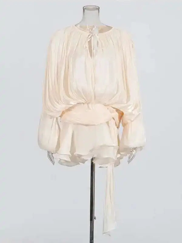 Mini Abito Estivo Donna 2026 con Scollo a V e Maniche Lunghe - Lido nova 