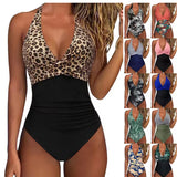 Costume Intero Donna 2026 Leopardato con Pieghe Sexy Modellante da Mare