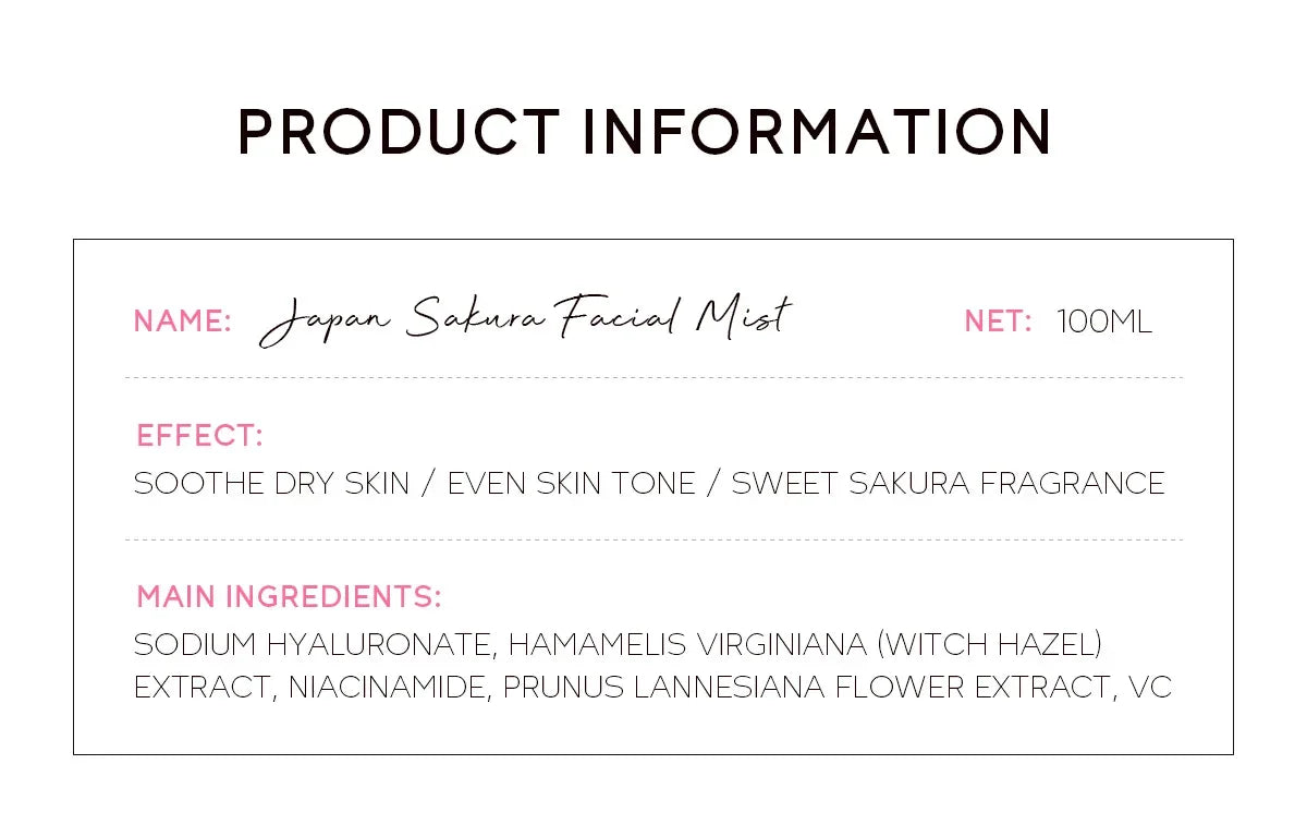 Face Mist Sakura Niacinamide 100ml – Idratazione Fresh & Pelle più Uniforme | Lido Nova