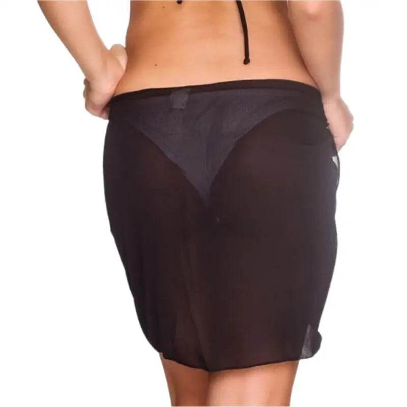 Pareo Estivo Donna 2026 Nero Sheer 50x180 cm Bikini Wrap Multiuso - Lido nova 