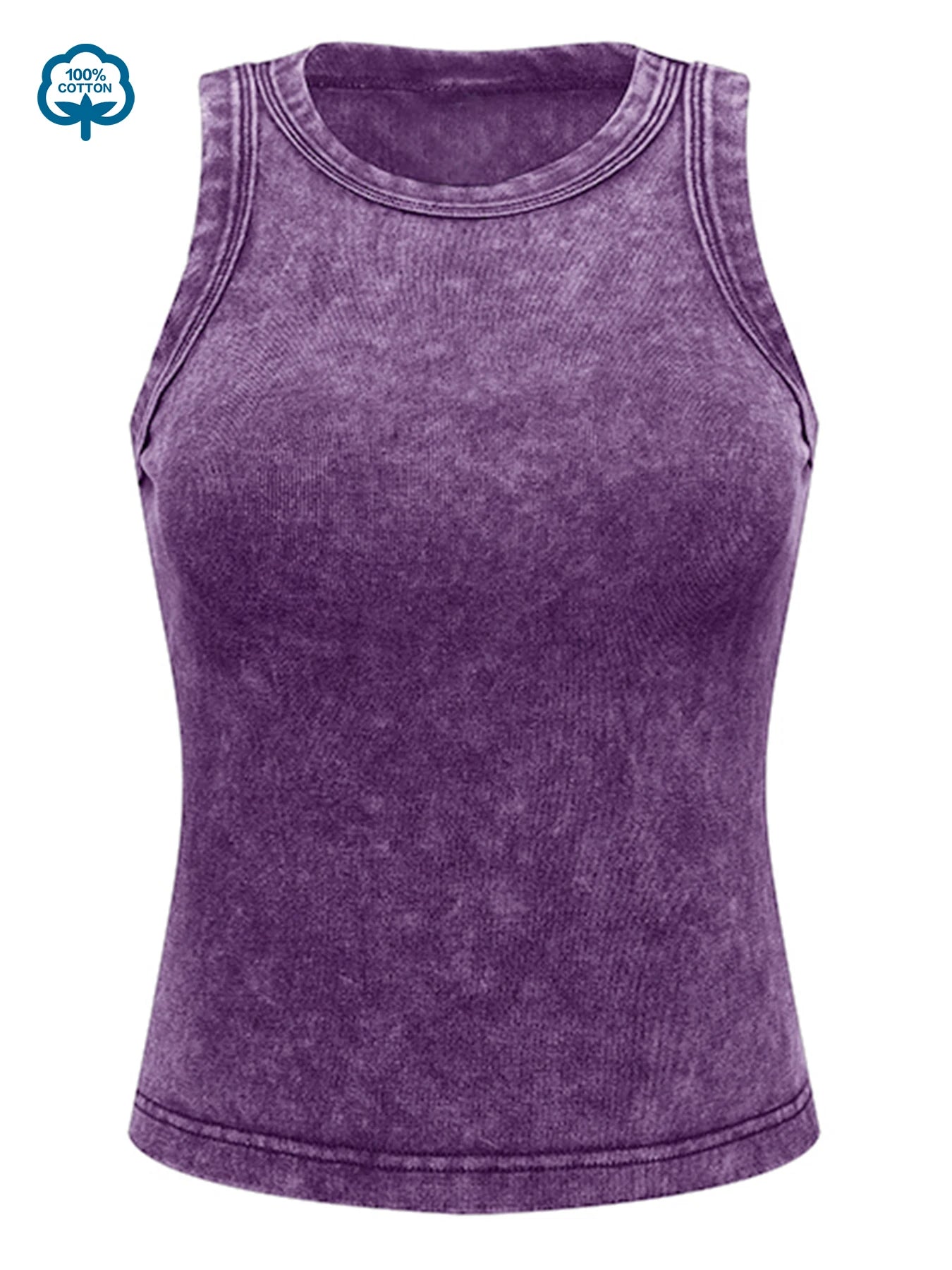 Canotta Donna 2026 100% Cotone Lavato Tinta Unita Casual Street Senza Maniche - Lido nova 