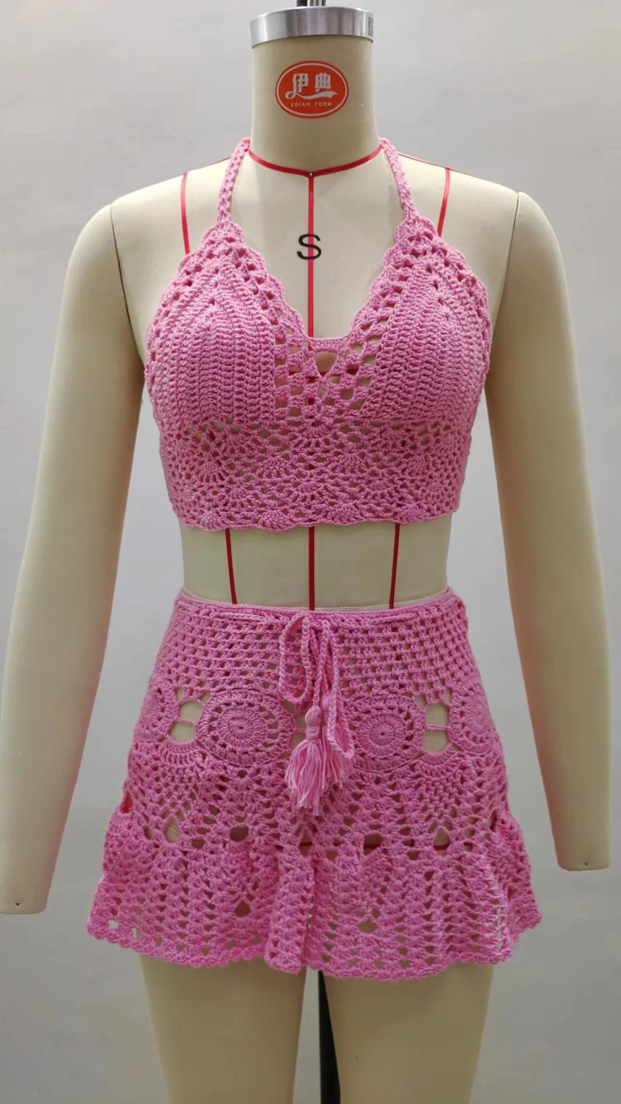 Set Bikini Donna 2026 in Crochet 2 Pezzi con Gonna Cover-Up Boho da Mare - Lido nova 