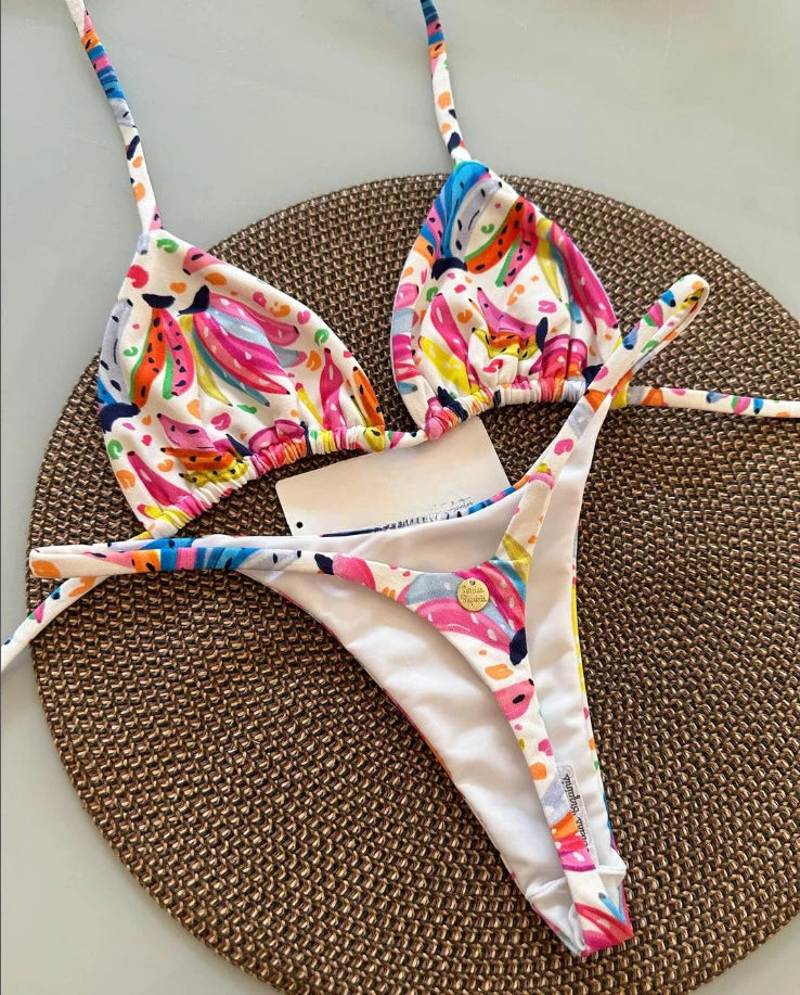 Bikini Donna 2026 Leopardato Sexy con Slip Thong per Mare e Vacanze - Lido nova 