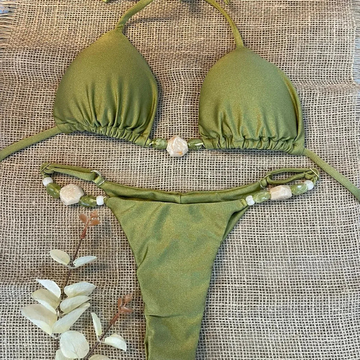 Bikini Donna 2026 a Triangolo con Halter e Laccetti Regolabili Tinta Unita - Lido nova 