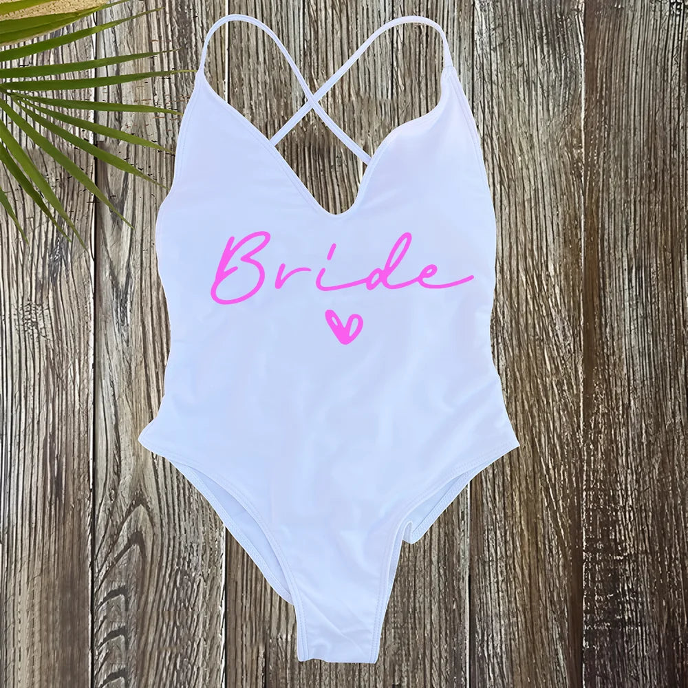 Costume Intero Donna 2026 Team Bride Imbottito Sexy Plus Size da Mare - Lido nova 