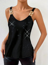 Tank Top Donna 2026 Plus Size Intrecciato Estivo Tinta Unita Senza Maniche