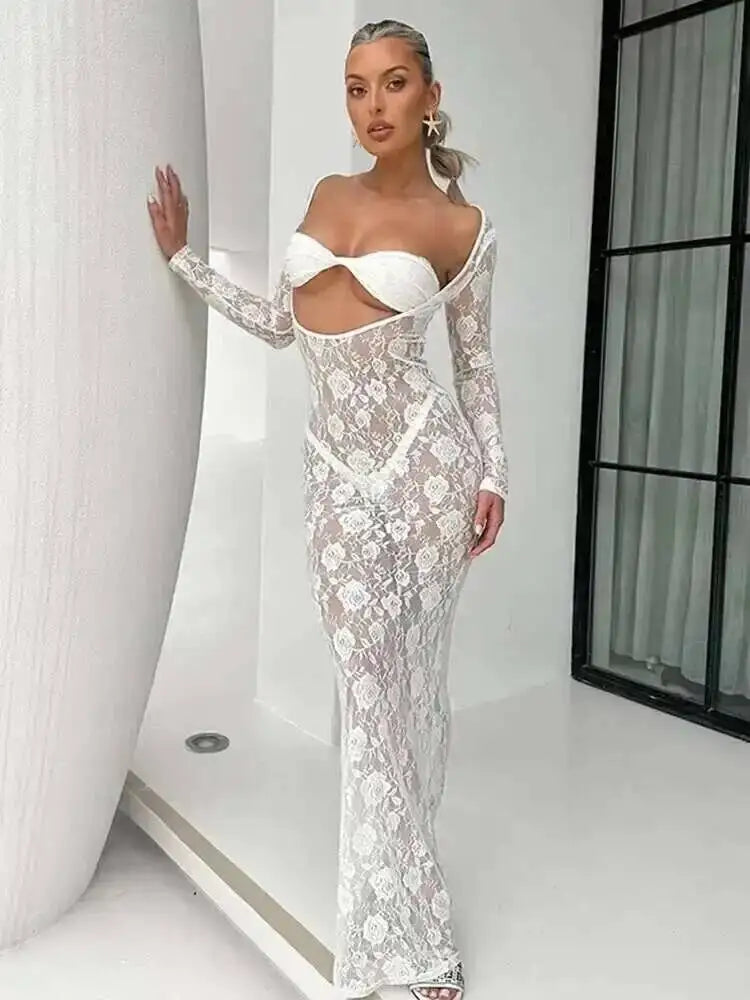 Set Estivo Donna 2026 2 Pezzi in Pizzo con Crop Top Strapless e Gonna Midi - Lido nova 