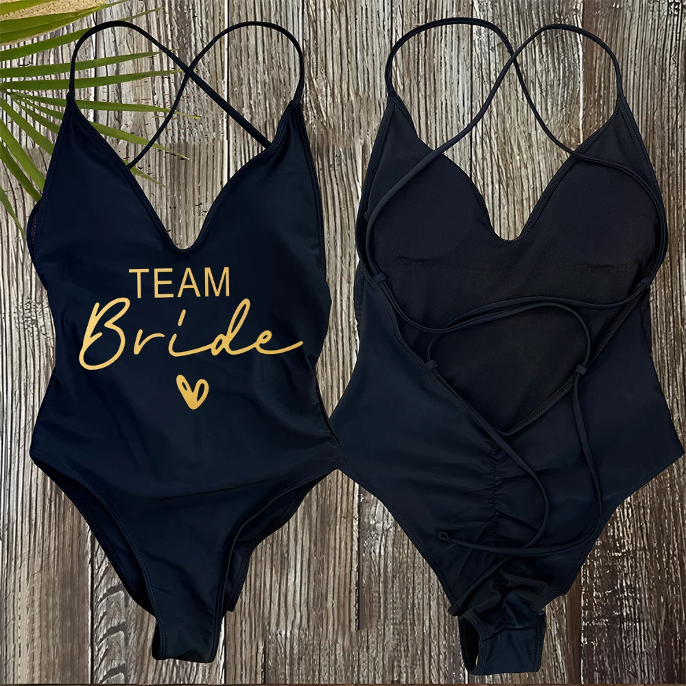 Costume Intero Donna 2026 Team Bride Imbottito Sexy Plus Size da Mare - Lido nova 