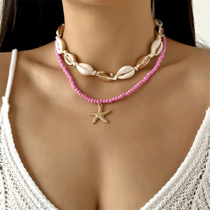 Collana Choker Multilayer Ocean con Stelle Marine & Perle – Donna Estate 2026