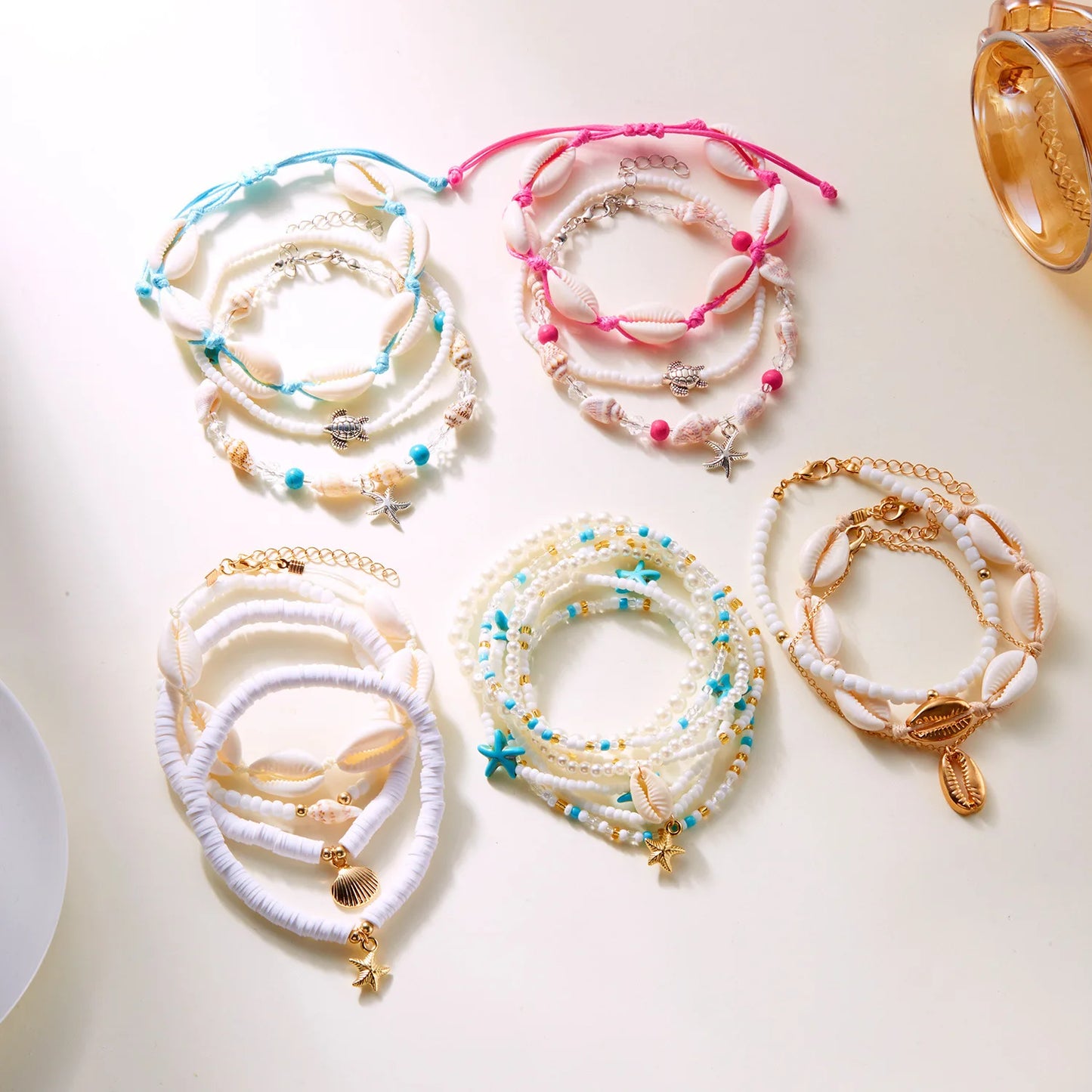 Set 3 Cavigliere Seaside Boho – Stelle Marine & Conchiglie Donna Estate 2026