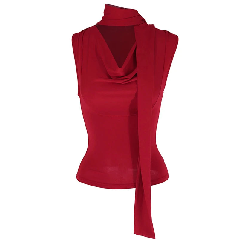 Top Estivo Donna 2026 Slim Scollo a V con Laccio - Lido nova 