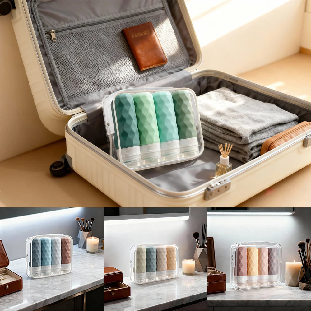 Set 4 Flaconi Viaggio Silicone Anti-Perdita (4 pz) – Ricaricabili