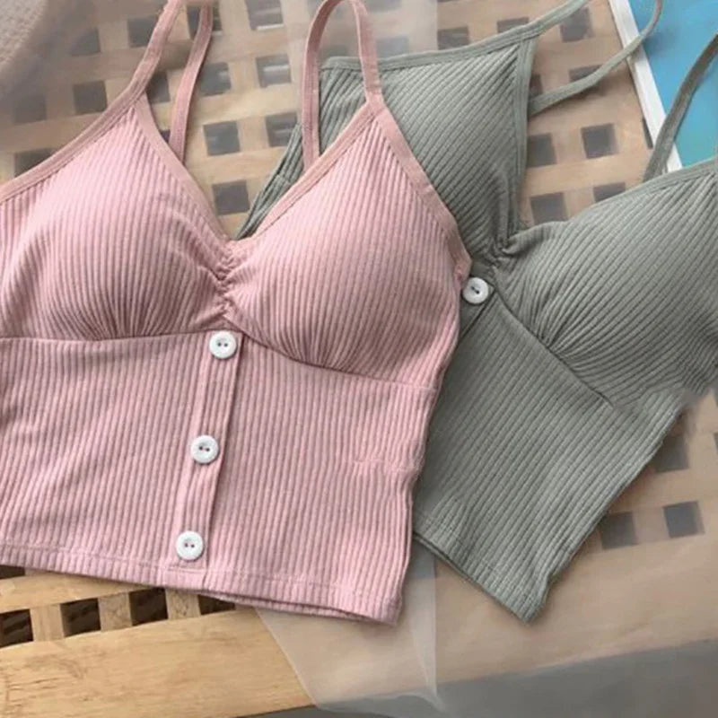 Top Estivo Donna 2026 in Cotone a Costine Crop con Spalline - Lido nova 