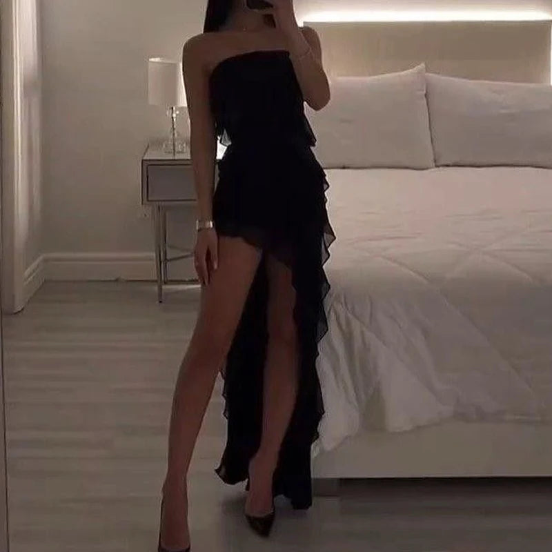 Mini Abito Estivo Donna 2026 Strapless Floreale con Spacco Alto - Lido nova 