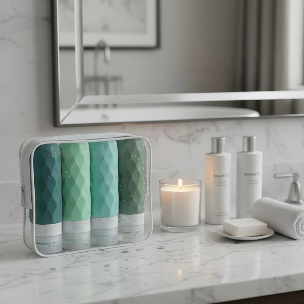 Set 4 Flaconi Viaggio Silicone Anti-Perdita (4 pz) – Ricaricabili