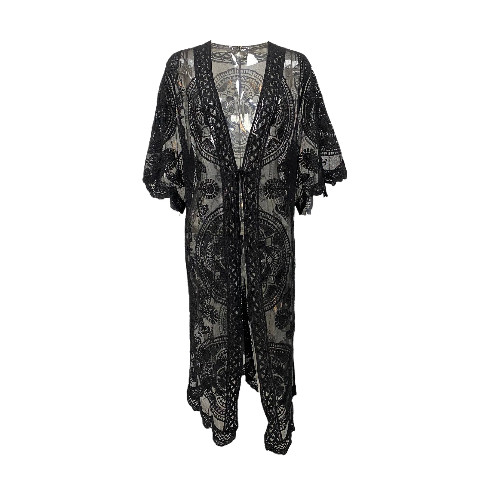 Abito Copricostume Estivo Donna 2026 Kimono Lungo in Pizzo Sheer - Lido nova 