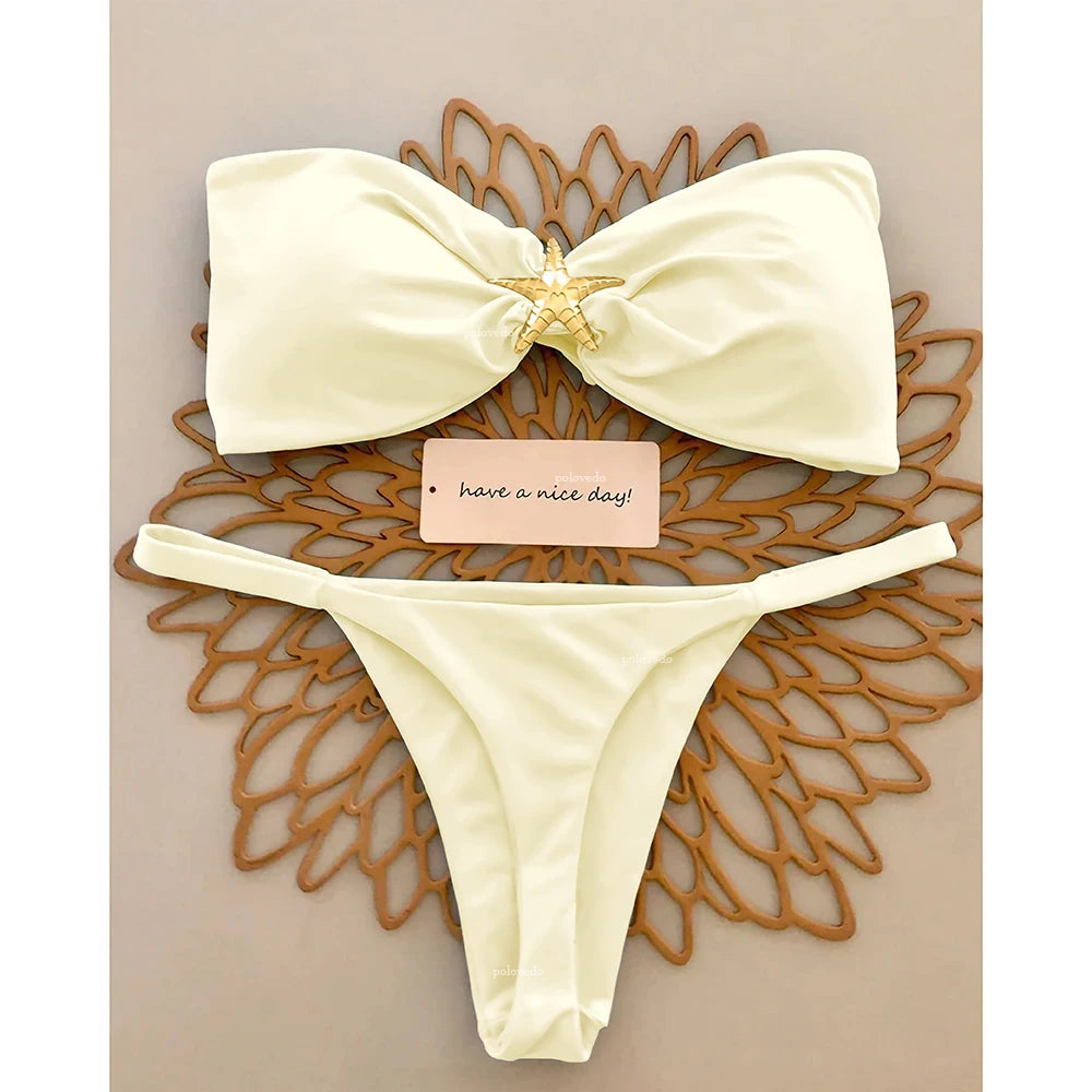 Bikini Donna 2026 Push Up Bandeau Micro con Slip Brasiliano Sexy da Mare - Lido nova 