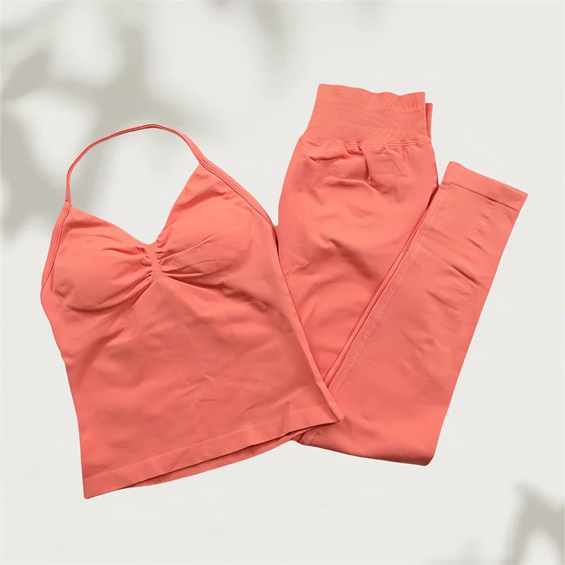 Set Yoga Donna 2026 Seamless con Tank Top Longline e Shorts Scrunch - Lido nova 