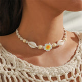 Collana Choker Boho con Conchiglia & Fiore – Corda Intrecciata Donna Estate 2026