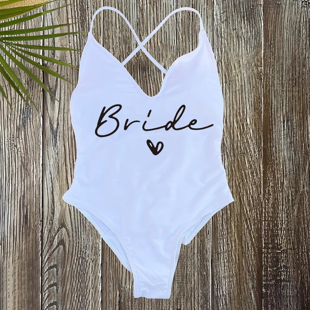 Costume Intero Donna 2026 Team Bride Imbottito Sexy Plus Size da Mare - Lido nova 