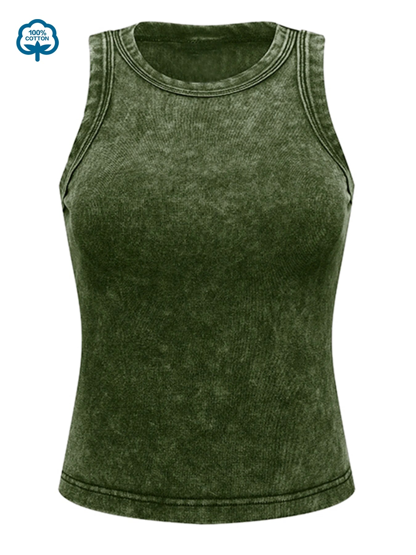 Canotta Donna 2026 100% Cotone Lavato Tinta Unita Casual Street Senza Maniche - Lido nova 