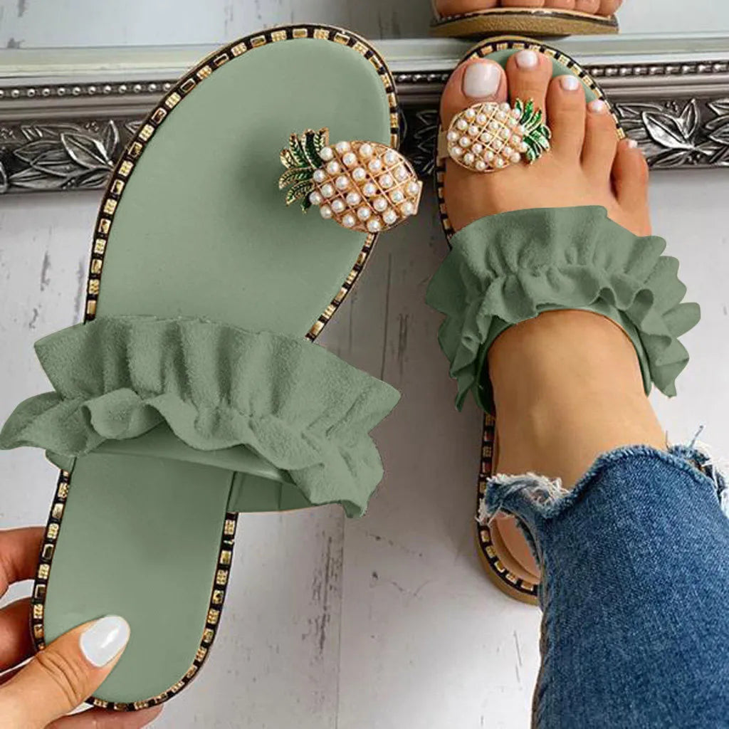 Slippers Boho con Perla Ananas – Flat Donna Estate 2026