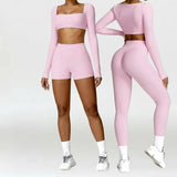 Set Yoga Donna 2026 2 Pezzi Asciugatura Rapida con Maglia Sportiva Manica Lunga