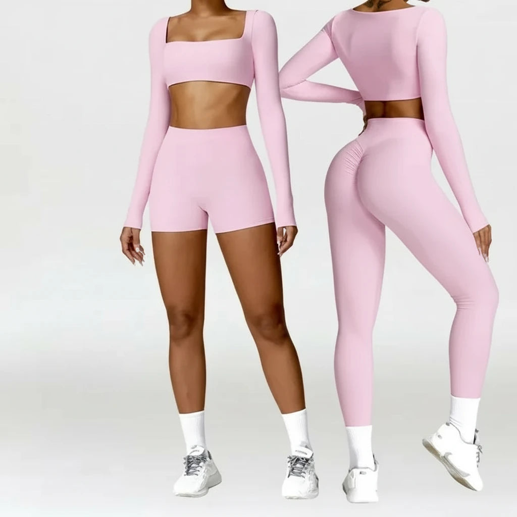 Set Yoga Donna 2026 2 Pezzi Asciugatura Rapida con Maglia Sportiva Manica Lunga - Lido nova 