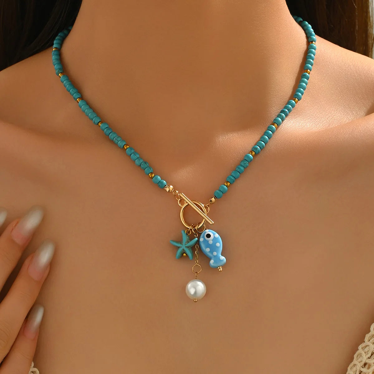 Collana con Pesce in Ceramica Colorata – Perle & Stella Marina Donna Estate 2026