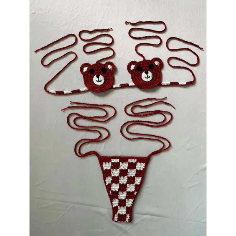 Micro Bikini Donna 2026 in Crochet Kawaii con Slip Thong Sexy da Mare - Lido nova 
