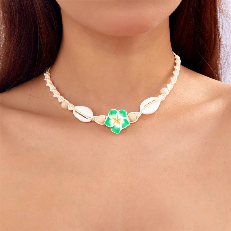 Collana Choker Boho con Conchiglia & Fiore – Corda Intrecciata Donna Estate 2026