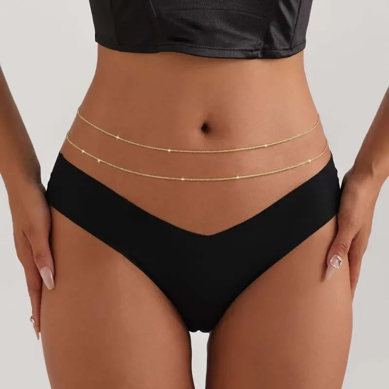 Double Layer Silver Waist Chain – Minimal Belly Chain for Women Summer 2026