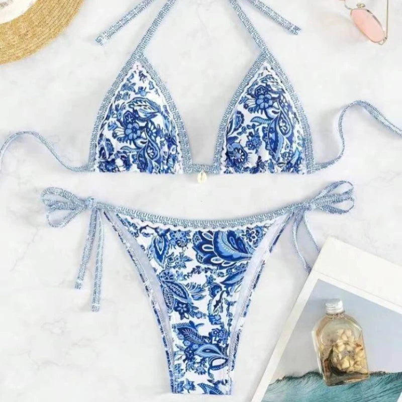 Bikini Donna 2026 a Triangolo con Halter e Laccetti Regolabili da Mare - Lido nova 
