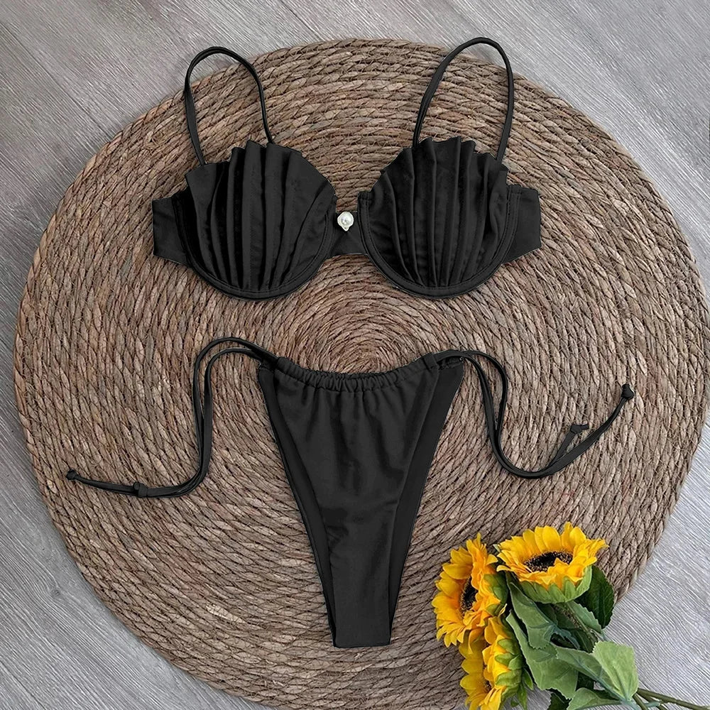 Micro Bikini Donna 2026 con Conchiglie e Slip Brasiliano Sexy da Mare - Lido nova 