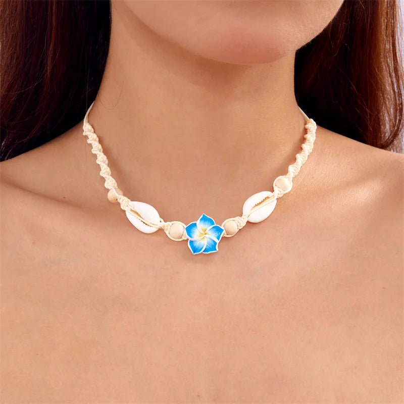 Collana Choker Boho con Conchiglia & Fiore – Corda Intrecciata Donna Estate 2026