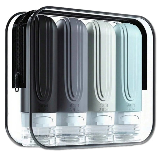 Travel Bottle Set Silicone 4x90ml – Refill & Anti-Perdita (1 set)