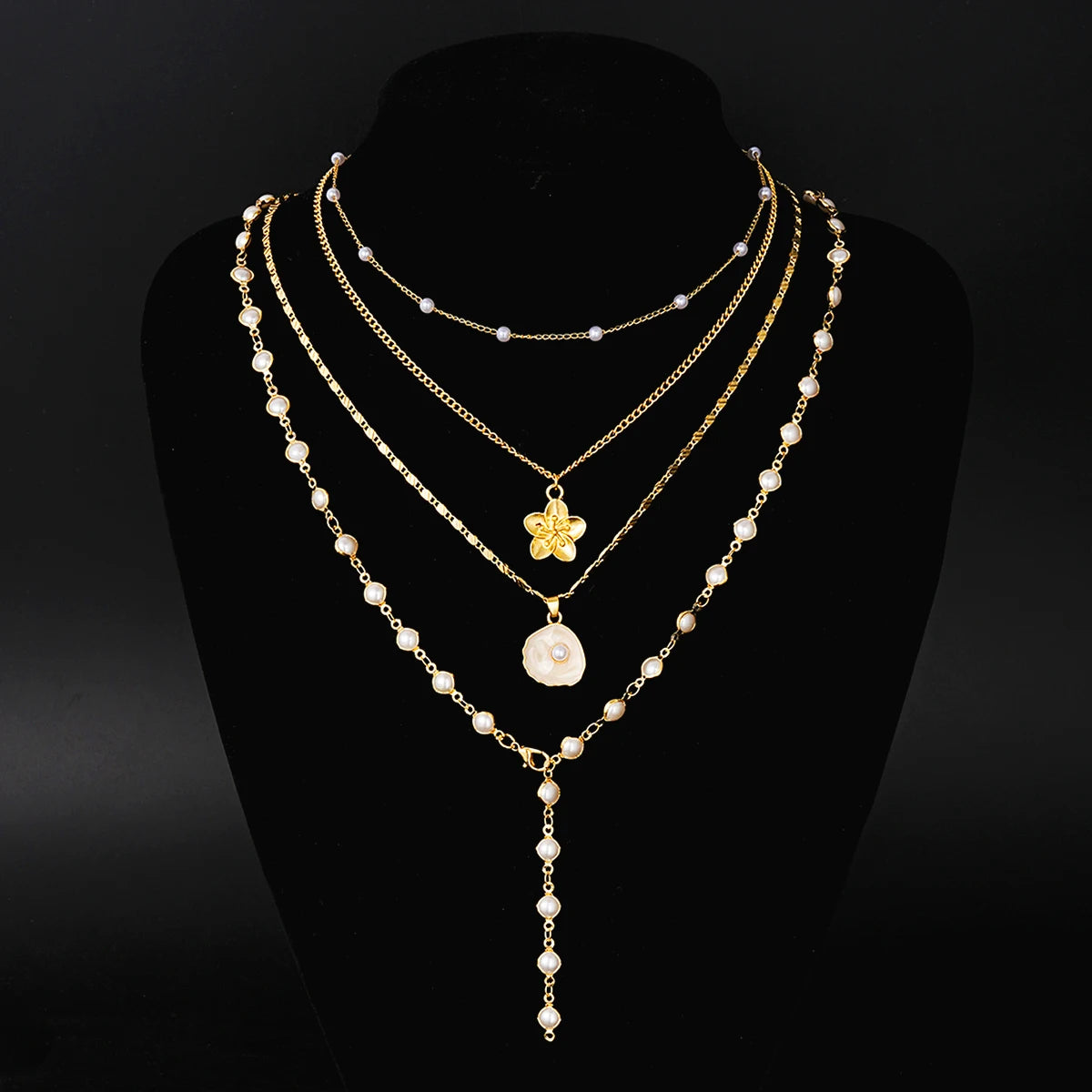 Set 4 Collane Boho Vintage con Conchiglie, Perle & Fiori – Donna Estate 2026