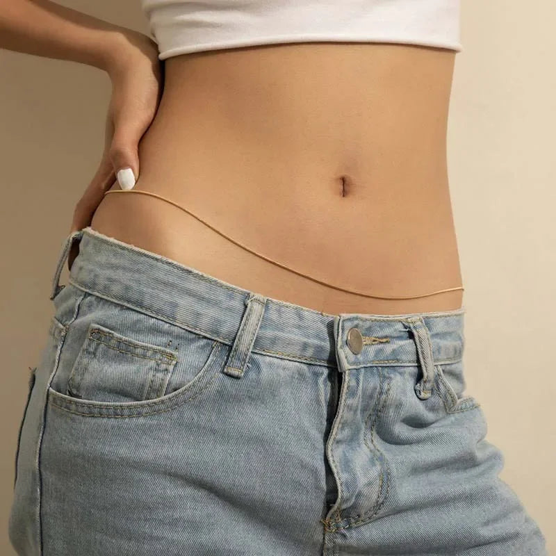 Double Layer Silver Waist Chain – Minimal Belly Chain for Women Summer 2026