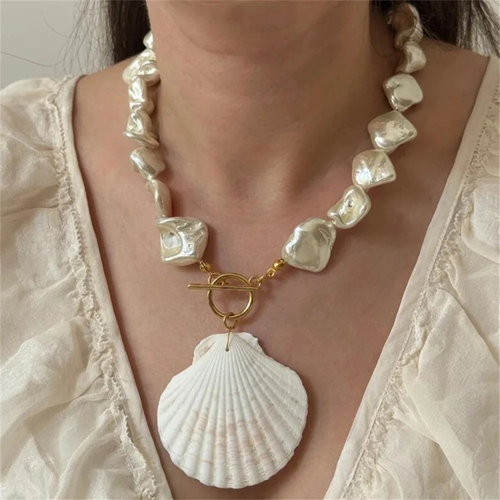 Collana Vintage Geometrica con Perle & Conchiglia Barocca – Donna Estate 2026