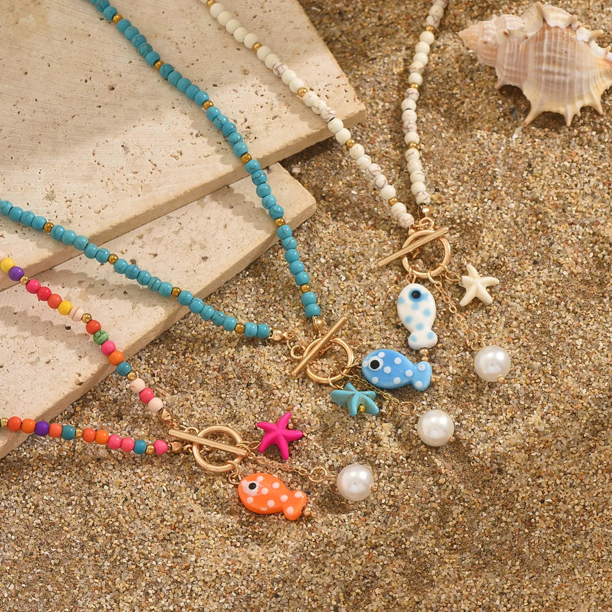 Collana con Pesce in Ceramica Colorata – Perle & Stella Marina Donna Estate 2026