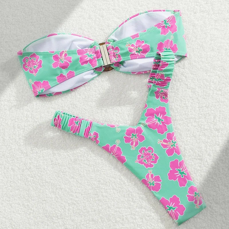 Micro Bikini Donna 2026 Push Up Stampato 2 Pezzi con Slip Split Sexy - Lido nova 