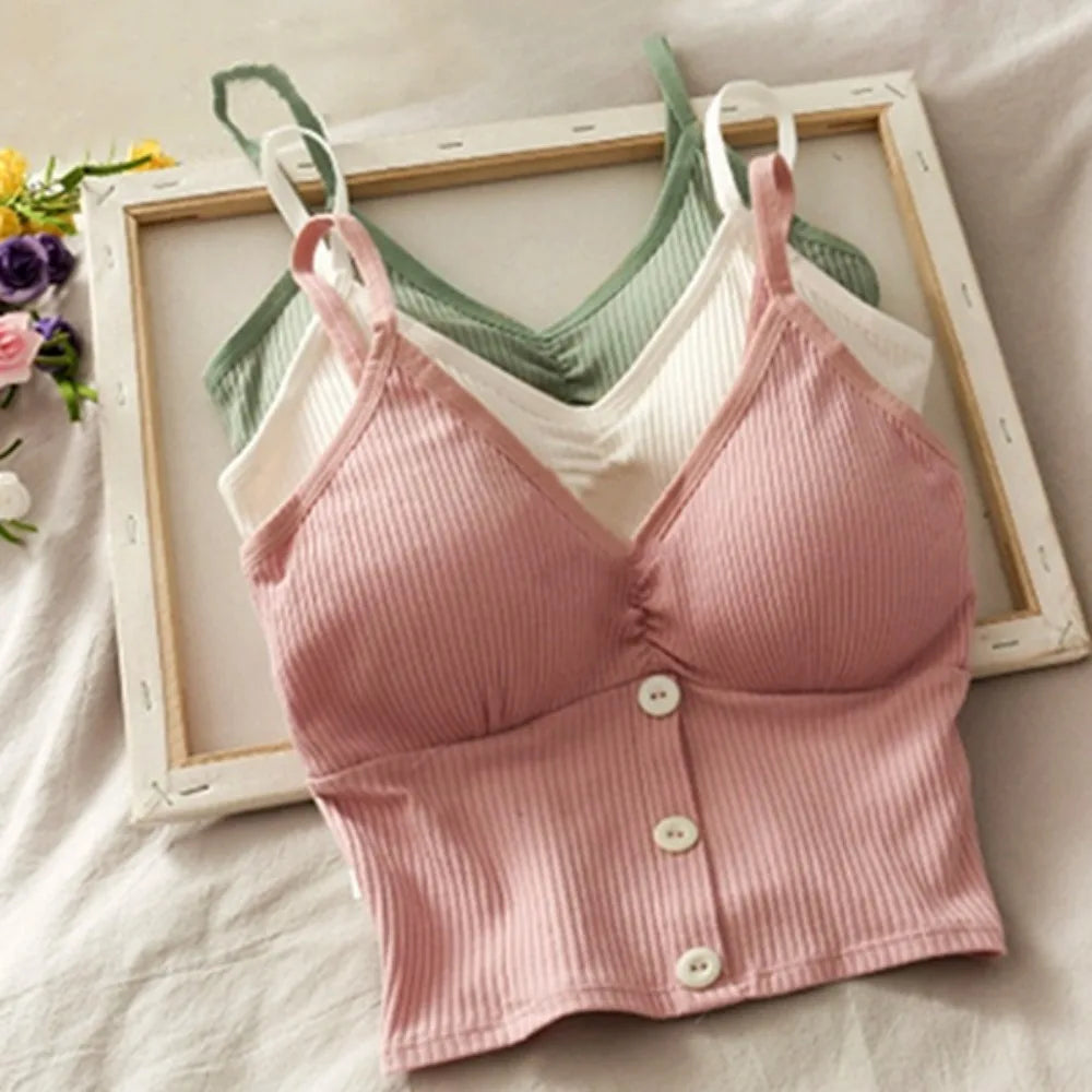 Top Estivo Donna 2026 in Cotone a Costine Crop con Spalline - Lido nova 